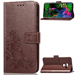 Wewoo Housse Coque Étui en cuir Lucky Clover Pressed Flowers pour LG G8 ThinQavec porte-cartes et porte-cartesportefeuille et dragonne brun