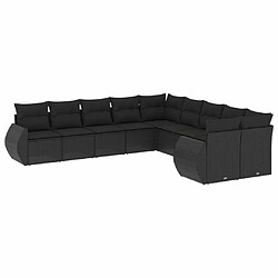 Maison Chic Salon de jardin 10 pcs avec coussins | Ensemble de Table et chaises | Mobilier d'Extérieur noir résine tressée -GKD35724