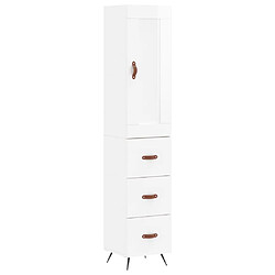 vidaXL Buffet haut Blanc brillant 34,5x34x180 cm Bois d'ingénierie