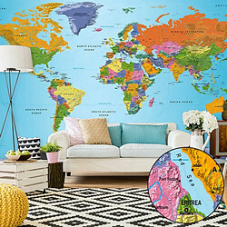 Paris Prix Papier Peint XXL World Map : Colourful Geography II 280x500cm