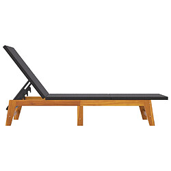 Acheter vidaXL Chaise longue Noir/marron Résine tressée/bois massif d'acacia