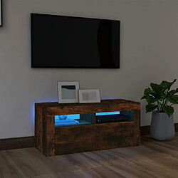 Maison Chic Meubles TV avec lumières LED - Banc TV pour salon Chêne fumé 90x35x40 cm -MN52197