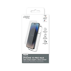 My Way Myway Coque pour Apple iPhone 15 Pro Max Souple et Protection d'Écran en Verre Trempé Transparent