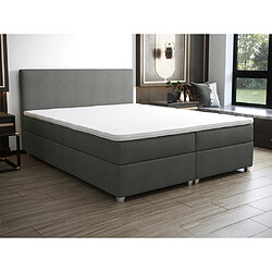 Vente-Unique Ensemble complet boxspring tête de lit + sommier + matelas + surmatelas - 160 x 200 cm - Tissu - Anthracite - ONAN de YSMÉE