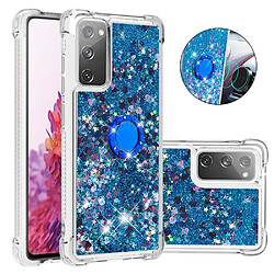 Coque en TPU motif de sables mouvants à paillettes avec béquille Coeurs bleus pour votre Samsung Galaxy S20 FE 4G/5G/S20 Fan Edition 4G/5G