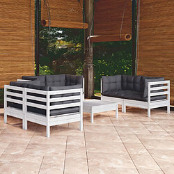 Maison Chic Salon de jardin 7 pcs + coussins - Mobilier/Meubles de jardin - Table et chaises d'extérieur Bois de pin massif -MN53065