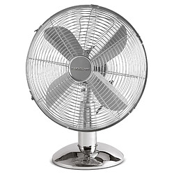 Acheter Ventilateur de table, Silencieux Rétro, Ø 25cm, 3 Vitesses Oscillant, Métallique, 30, Argent, Proficare, VL 3062 M