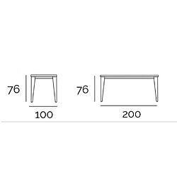 Inside 75 Table repas TONNE 8 couverts 200x100cm pieds noirs plateau céramique blanc