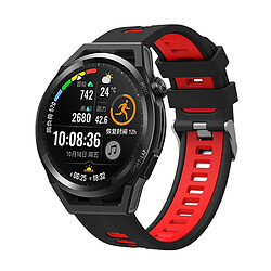 Bracelet en silicone bicolore, 22mm, noir/rouge pour votre Huawei Watch GT 3 (46mm)