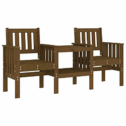 Maison Chic Banc de jardin 2 places | Banquette de jardin avec table | Chaise Relax brun miel bois massif de pin -MN58880