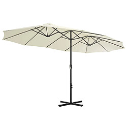 Avis vidaXL Parasol d'extérieur et poteau en aluminium 460x270 cm sable