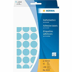 Herma 2253 Étiquettes universelles support perforé diamètre 19 mm 1280 pièces Bleu