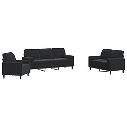 vidaXL Ensemble de canapés 3pcs et coussins et traversins noir velours