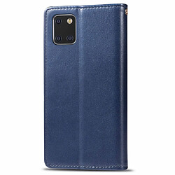 Avis Wewoo Housse Coque Pour Galaxy Note10 Lite / A81 / M60s Boucle en cuir de couleur unie rétro de protection téléphone portable avec cadre photo et fente carte et portefeuille et fonction de support bleu