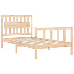 Maison Chic Cadre/structure de lit et tête de lit pour adulte - Lit Moderne Chambre 100x200 cm bois massif -MN28146 pas cher