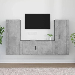 vidaXL Ensemble de meubles TV 3 pcs Gris béton Bois d'ingénierie