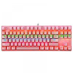 General Clavier de jeu, clavier de jeu Full RGB Hotswap avec commutateurs rouges, mini clavier de bureau filaire compact à 87 touches rétroéclairé par LED, pour PC/Mac Gamer, dactylographe, voyage,(rose)