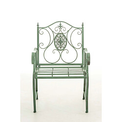 Decoshop26 Chaise de jardin balcon terrasse avec accoudoirs design rustique en métal vert vieilli 10_0003026