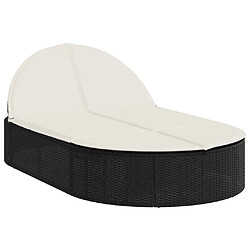 vidaXL Chaise longue double avec coussins noir résine tressée