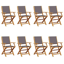 vidaXL Chaises de jardin pliantes lot de 8 tissu et bois massif