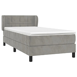 Avis Maison Chic Lit Adulte - Lit simple Lit à sommier tapissier et matelas moelleux - Meuble de Chambre - Gris clair 90x200 cm Velours -MN54007