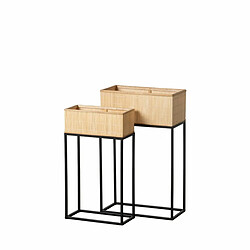 BigBuy Garden Set de pots de fleurs Noir Naturel Fer 50 x 25 x 80 cm (2 Unités)