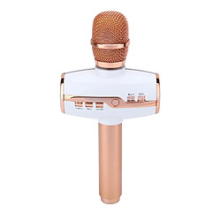 Wewoo Micro sans fil or rose pour ordinateur portable, PC, haut-parleur, casque, iPad, iPhone, Galaxy, Huawei, Xiaomi, LG, HTC et autres smartphone haute qualité sonore KTV Karaoke enregistrement coloré RVB néon lumières Bluetooth sans microphone à condensateur