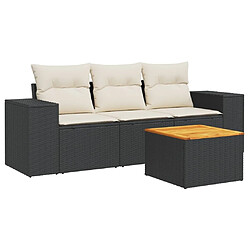 Maison Chic Salon de jardin 4 pcs avec coussins | Ensemble de Table et chaises | Mobilier d'Extérieur noir résine tressée -GKD93984