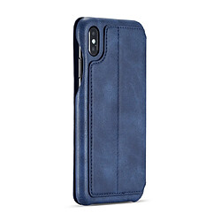 Avis Wewoo Coque Pour iPhone XS Max Hon Série Ancient Case Etui en cuir avec fentes cartes & support & portefeuille Bleu