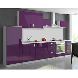 Cuisine MEUBLESLINE Oxin - Aubergine Laquée - 3m20