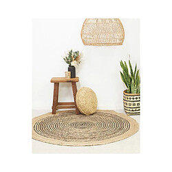 Aubry Gaspard Tapis rond en jute et coton noir Diamètre 120 cm.