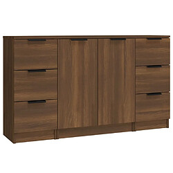 Maison Chic Lot de 3 Commode Buffet - Meuble de rangements Chêne marron Bois d'ingénierie -GKD29945