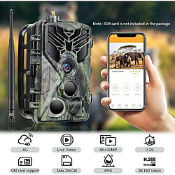 Caméra de Chasse à Batterie 5000 Mah 4G 4K 30MP App Android iOs Avec Panneau Solaire + 1 Batterie + SD 32Go YONIS