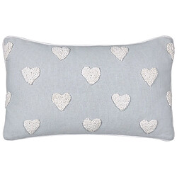 Beliani Coussin GAZANIA Coton 30 x 50 cm Broderie Gris clair