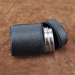 Acheter Wewoo 8 PCS / 2 Set 70ml Camping en plein air Vaisselle Voyage Tasses Set Pique-nique Fournitures Acier Inoxydable Vin Bière Tasse Whisky Cuir PU