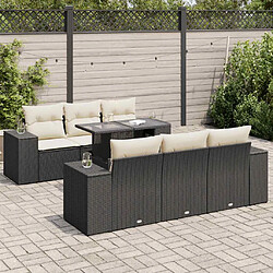 vidaXL Salon de jardin 7 pcs avec coussins noir résine tressée