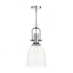 Luminaire Center Suspension Nolan chrome poli et verre 1 ampoule