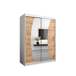 Abiks Meble Armoire Wave à portes coulissantes 200/150/62 2 portes (blanc/artisan)