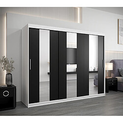 Abiks Meble Armoire Pole à portes coulissantes 200/250/62 3 portes (blanc/noir)