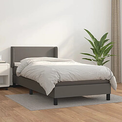 Maison Chic Structures de lit + matelas,Lit à sommier tapissier avec matelas Gris 80x200 cm Similicuir -MN60349