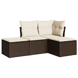 vidaXL Salon de jardin 4 pcs avec coussins marron résine tressée