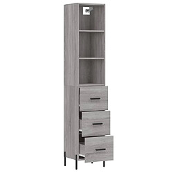 Avis vidaXL Buffet haut Sonoma gris 34,5x34x180 cm Bois d'ingénierie