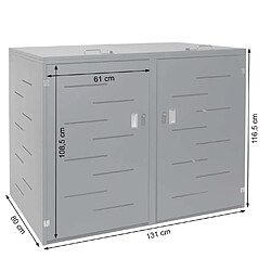 Decoshop26 Abri de poubelles extérieur conteneurs à ordures jusqu'à 2 bacs avec couvercle 116,5x131x80 cm en acier inoxydable 04_0005399