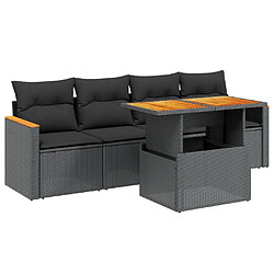 Maison Chic Ensemble de 5 Tables et chaises d'extérieur avec coussins,Salon de jardin noir résine tressée -GKD543150