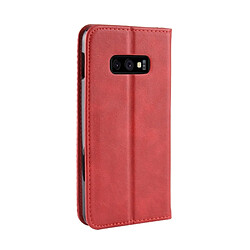 Avis Wewoo Housse Coque Étui en cuir à boucle magnétique avec texture rétro à pour Galaxy S10 Lite, support et emplacements pour cartes porte-monnaie (rouge)