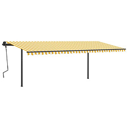 Maison Chic Auvent automatique | Store banne extérieur | Marquise rétractable et poteaux 6x3,5m Jaune et blanc -MN31439