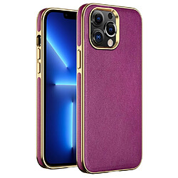 Coque en TPU + PU électroplaqué, anti-empreinte digitale pour votre iPhone 13 Pro 6.1 pouces - rouge vin