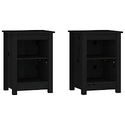 vidaXL Tables de chevet 2 pcs Noir 40x35x55 cm Bois de pin solide