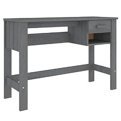 Helloshop26 Bureau table poste de travail meuble d'ordinateur informatique étude HAMAR foncé 110 x 40 x 75 cm bois massif de pin gris 02_0023854