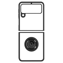 Avizar Coque Samsung Galaxy Z Flip 3 Bi-matière Bague Métallique Support Vidéo Noir